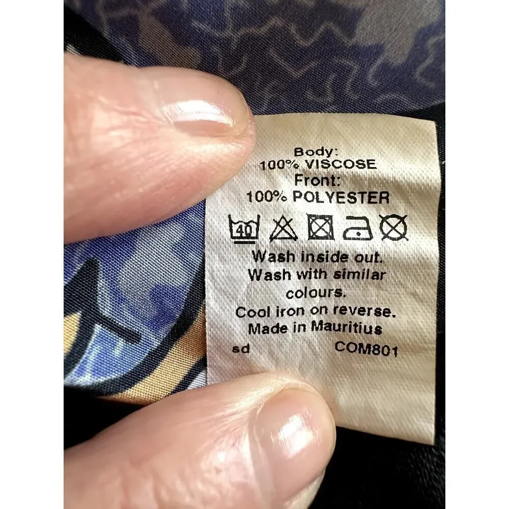RIVER ISLAND Women's Fan Print Scoop Neck Sleeveless Top Blue Size 8